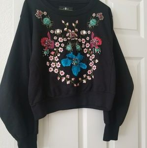 7 for all makind beaded and embellished sweatshirt